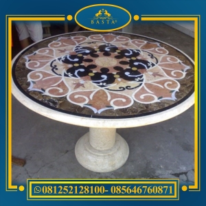 Hot Launching Produk Meja Teras Marmer Bulat Dan Hexagon Seni Border Inlay Terupdate